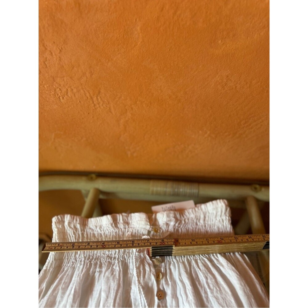 Gigi Moda White 100% Linen Smocked Button Front Maxi Skirt One Size - Picture 9 of 10